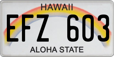 HI license plate EFZ603