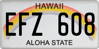 HI license plate EFZ608