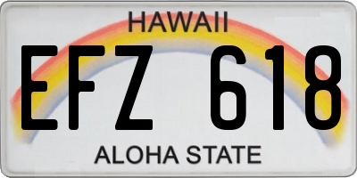 HI license plate EFZ618
