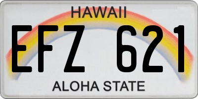 HI license plate EFZ621