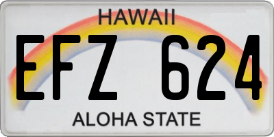 HI license plate EFZ624