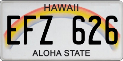 HI license plate EFZ626
