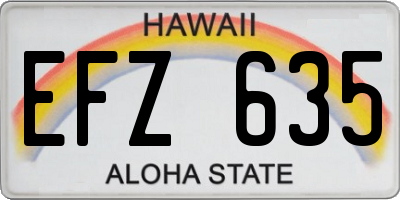 HI license plate EFZ635