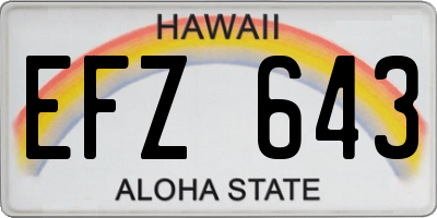 HI license plate EFZ643