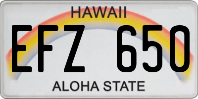 HI license plate EFZ650