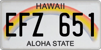 HI license plate EFZ651