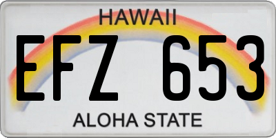 HI license plate EFZ653