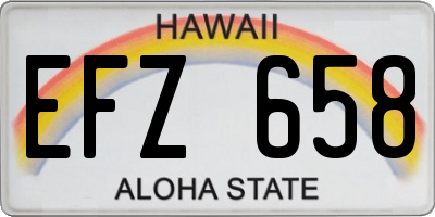 HI license plate EFZ658