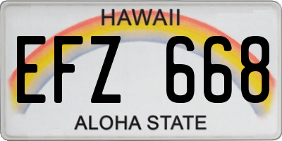HI license plate EFZ668