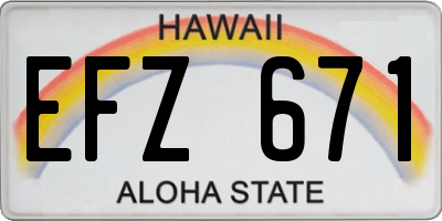 HI license plate EFZ671