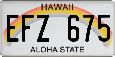 HI license plate EFZ675