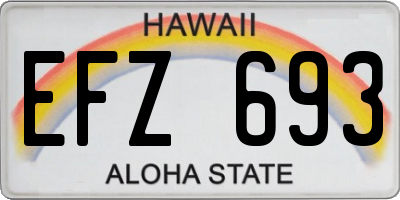 HI license plate EFZ693