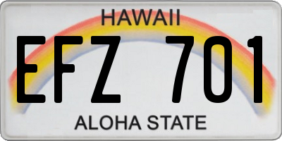 HI license plate EFZ701