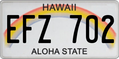 HI license plate EFZ702