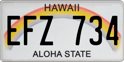 HI license plate EFZ734