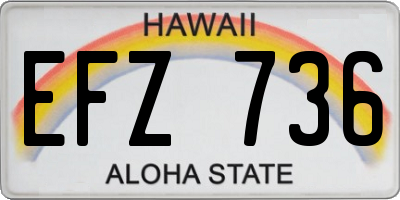 HI license plate EFZ736