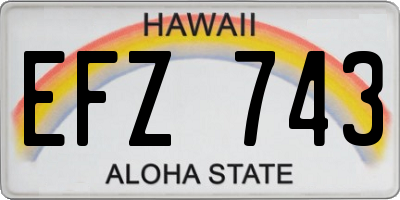 HI license plate EFZ743