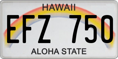 HI license plate EFZ750