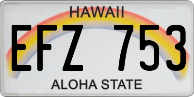 HI license plate EFZ753
