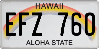 HI license plate EFZ760