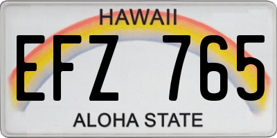 HI license plate EFZ765