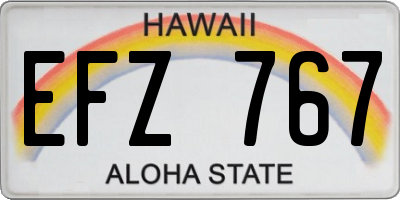 HI license plate EFZ767