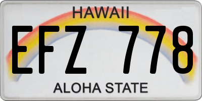 HI license plate EFZ778
