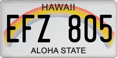 HI license plate EFZ805