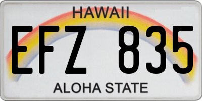 HI license plate EFZ835