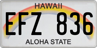 HI license plate EFZ836