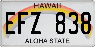 HI license plate EFZ838