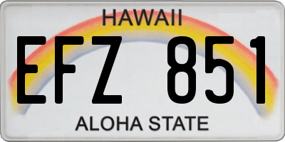 HI license plate EFZ851