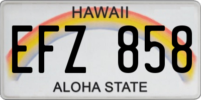 HI license plate EFZ858