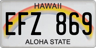 HI license plate EFZ869