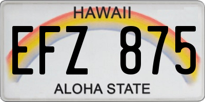 HI license plate EFZ875