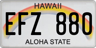 HI license plate EFZ880