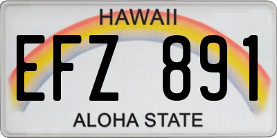 HI license plate EFZ891