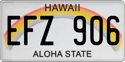 HI license plate EFZ906