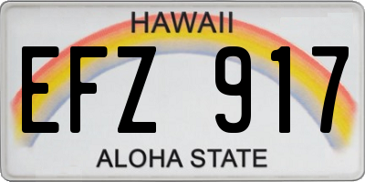 HI license plate EFZ917