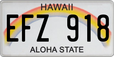 HI license plate EFZ918