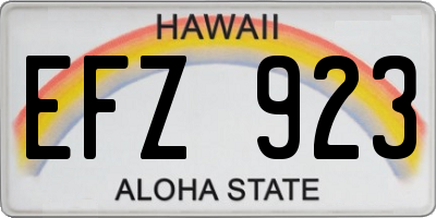 HI license plate EFZ923