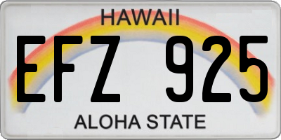 HI license plate EFZ925