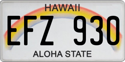 HI license plate EFZ930