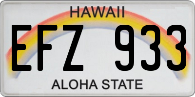 HI license plate EFZ933