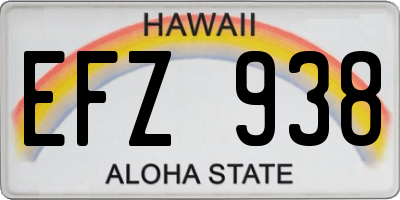HI license plate EFZ938