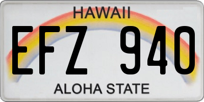 HI license plate EFZ940