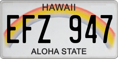 HI license plate EFZ947