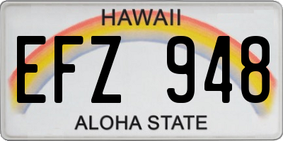 HI license plate EFZ948
