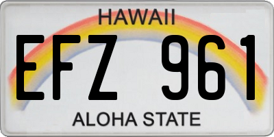 HI license plate EFZ961