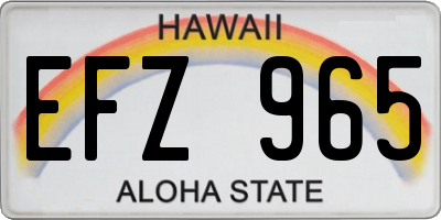 HI license plate EFZ965